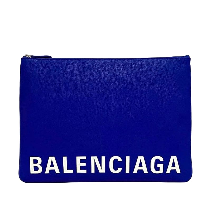 Balenciaga Clutch Bag Blue 579550 Excellent Condition Zipper Logo