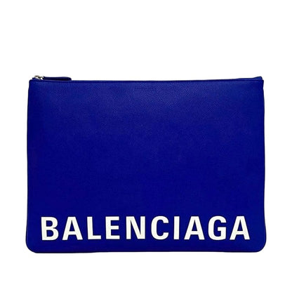 Balenciaga Clutch Bag Blue 579550 Excellent Condition Zipper Logo