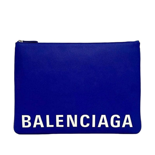 Balenciaga Clutch Bag Blue 579550 Excellent Condition Zipper Logo