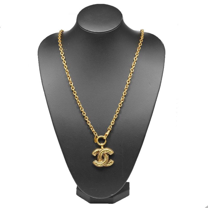 Chanel Coco Mark Matelasse Vintage Gold Plated Ladies G Necklace