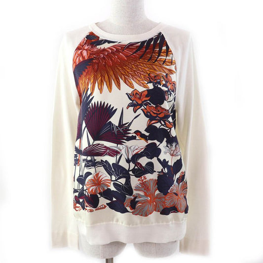 Hermes Silk Cotton Flamingo Party Twill Raine Crewneck Long Sleeve Pullover