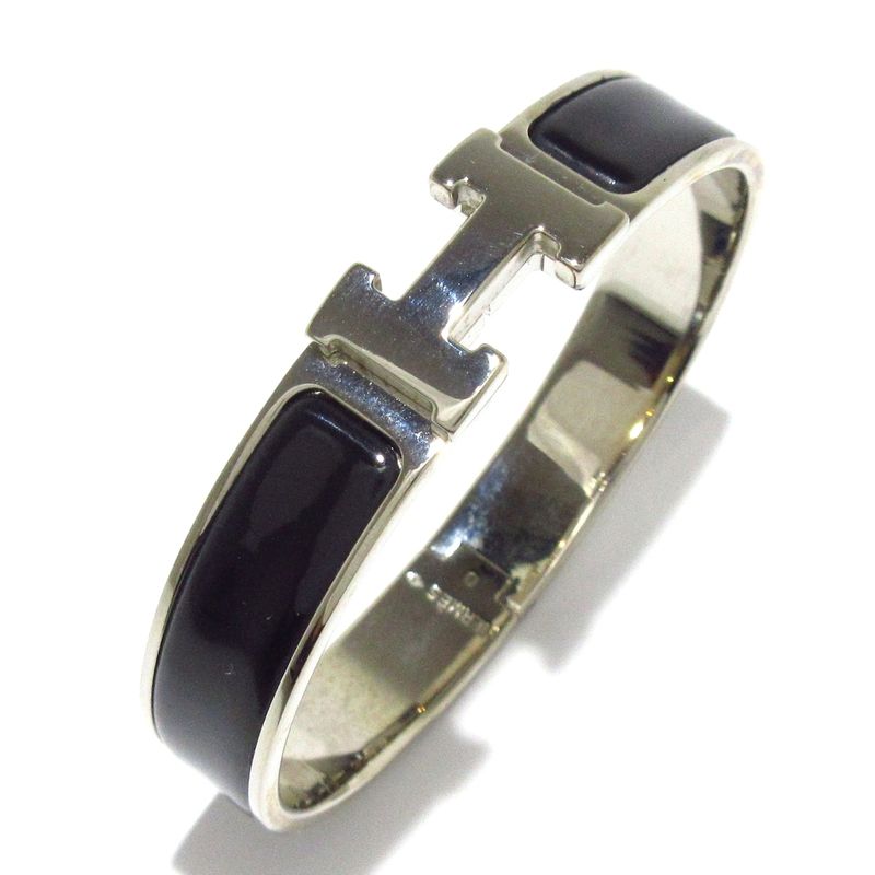 Hermes Bangle Click H Silver And Black
