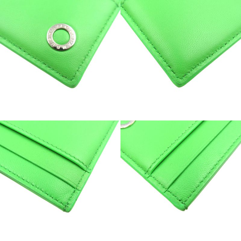 Bulgari Ambush Collaboration Leather Silver Hardware Lime Green Card Case 1400