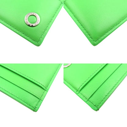 Bulgari Ambush Collaboration Leather Silver Hardware Lime Green Card Case 1400