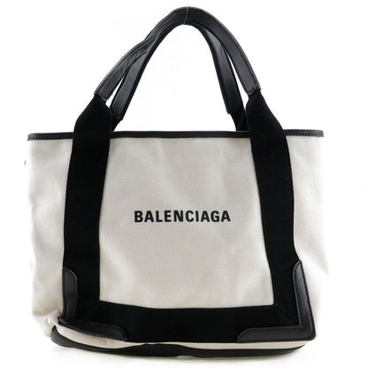 Balenciaga Cabas S Tote Canvas White/black Women's Handbag