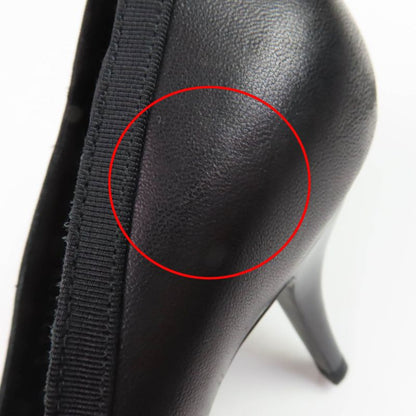 CHANEL 09A G26728y01590 Coco Mark Ribbon Satin Switch Leather Pumps Black 35.5