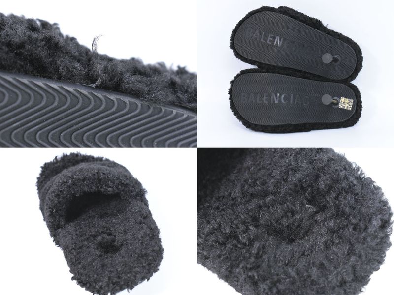 Authentic Balenciaga Logo Sandals Heels 35 Boa Black Women's Shoes Pre-owned