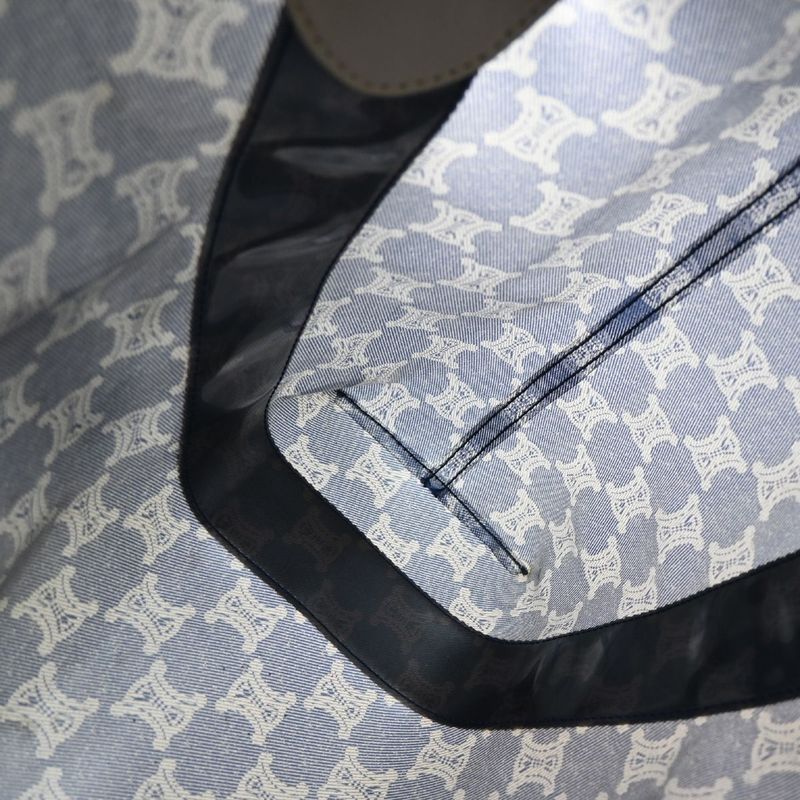 Celine Shoulder Bag Macadam Vinyl Leather Blue Brown 38ka973