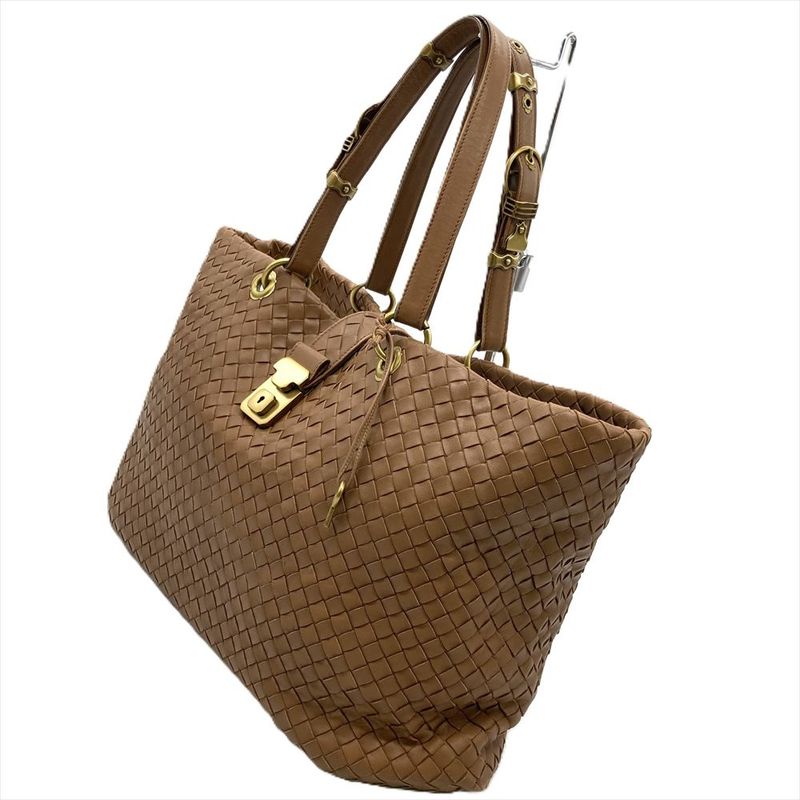 Bottega Veneta Intrecciato Capri Tote Leather Brown Gold Hardware Roma Unisex