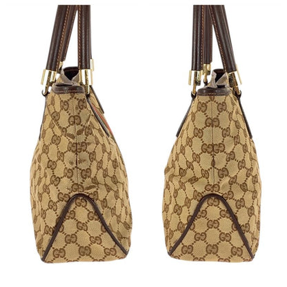 Gucci Sherry Line Beige Ivory Brown GG Canvas 161717 Tote Bag Shoulder Bag