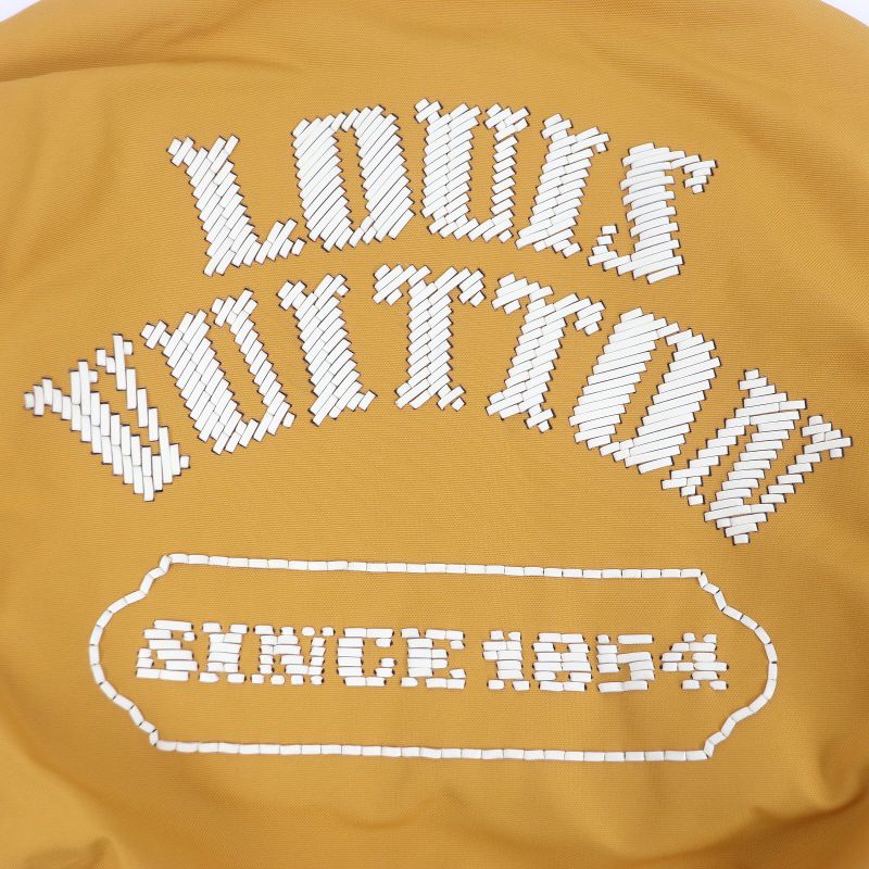 Louis Vuitton 2024 Sleeve Leather Back Logo Padded Varsity Jacket Mustard 52