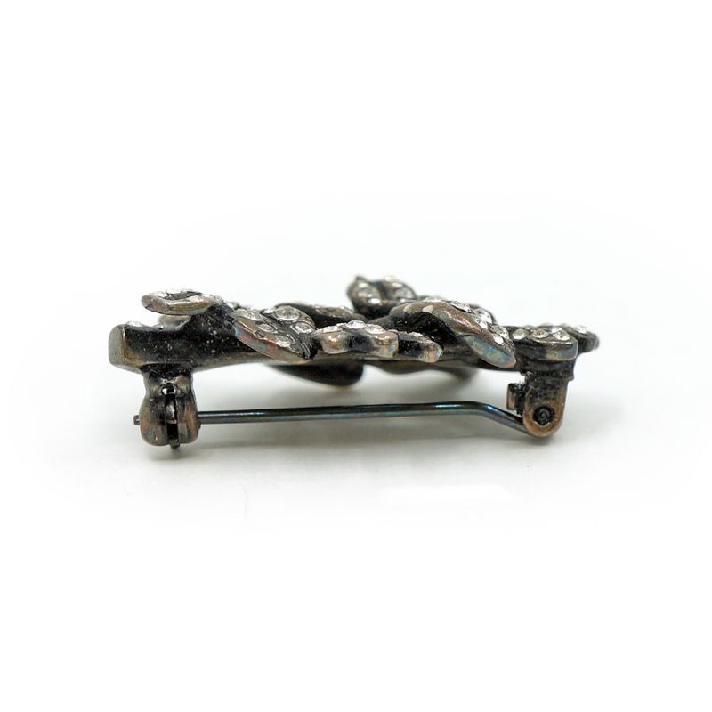 Saint Laurent Pin Brooch Rhinestone Approx 5.8g Black Accessories Box
