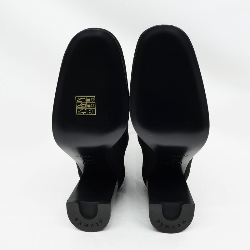 Hermes Jenna 90 Black Size 38 1 2 25cm (9.84in) Short Knit Boots