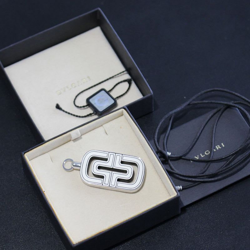 Bvlgari Parenteshi Choker Silver 925 Wood String Box E1379