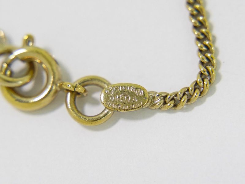 Authentic Chanel Coco Mark Rhinestone Necklace Pendant Plastic GP Gold Plated