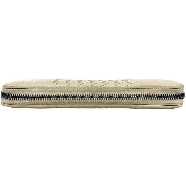 Bottega Veneta Round Zipper Long Wallet Cream Intrecciato Wallet