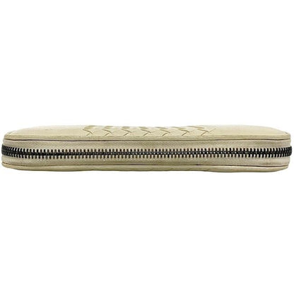 Bottega Veneta Round Zipper Long Wallet Cream Intrecciato Wallet