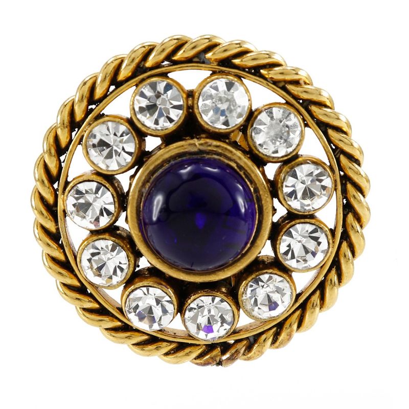 Chanel Gold Plated And Rhinestone Blue 23 Ladies 31.5g Earring