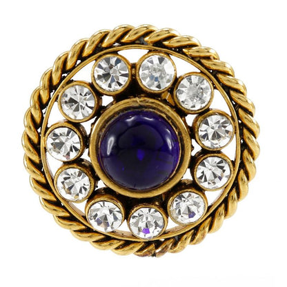 Chanel Gold Plated And Rhinestone Blue 23 Ladies 31.5g Earring