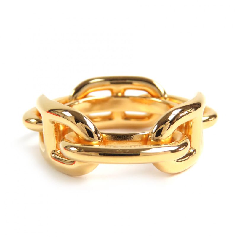 Hermes Lucade Chaine D'ancre Scarf Ring Gold With Box Ladies Large 