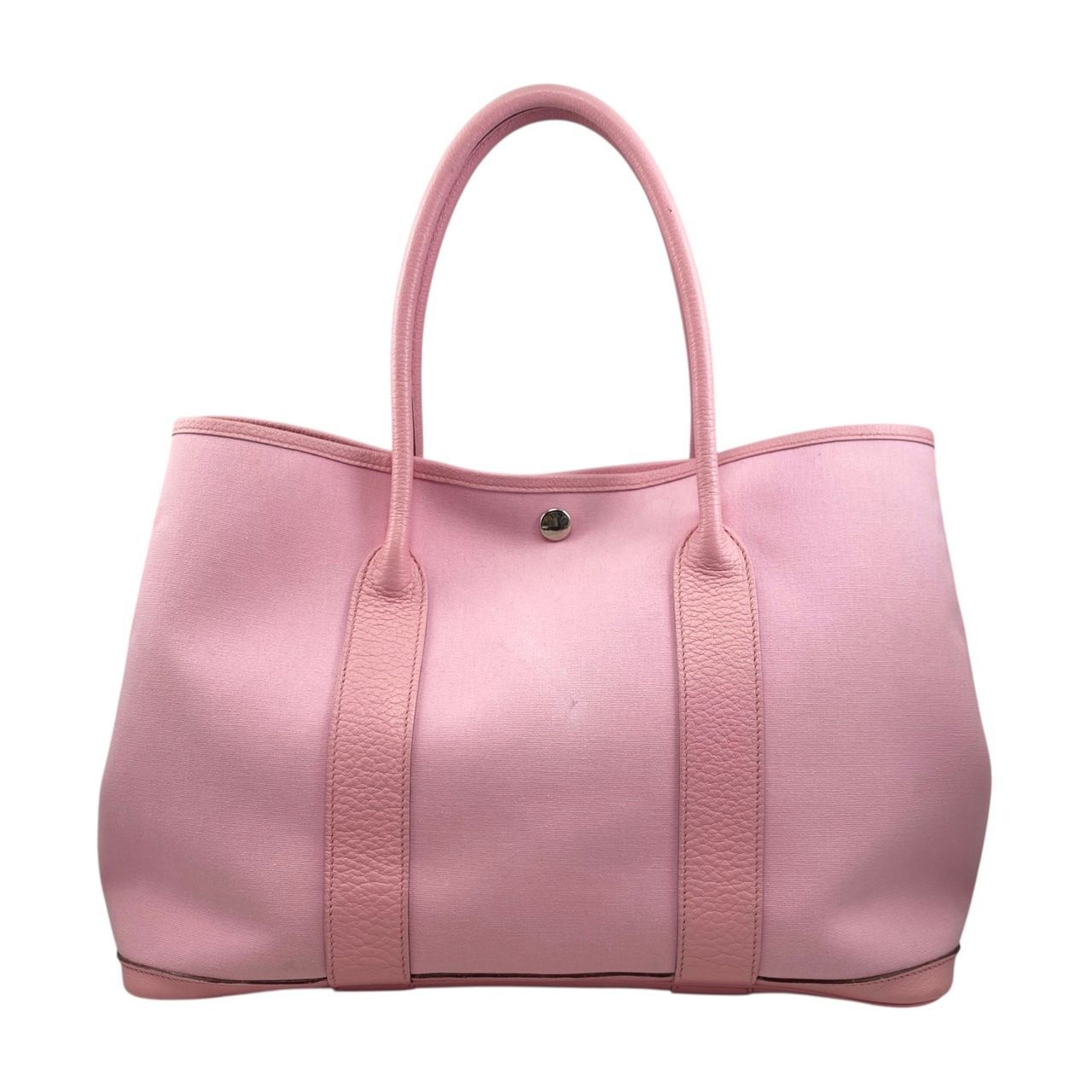 Hermes Tote Bag Garden Party PM Engraved □M Negonda Toile Offiche Pink Hermes