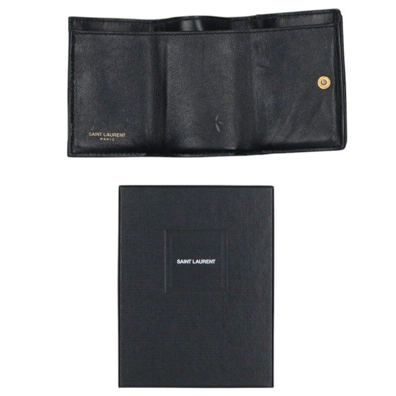 Saint Laurent Paris 403943 YSL Logo Trifold Leather Wallet Women