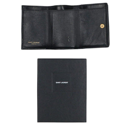 Saint Laurent Paris 403943 YSL Logo Trifold Leather Wallet Women