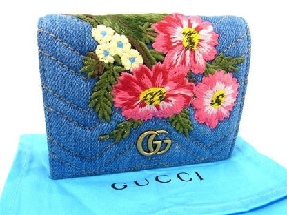 Pattern Gucci 466492 GG Marmont Canvas Fold Wallet Blue Aw1264