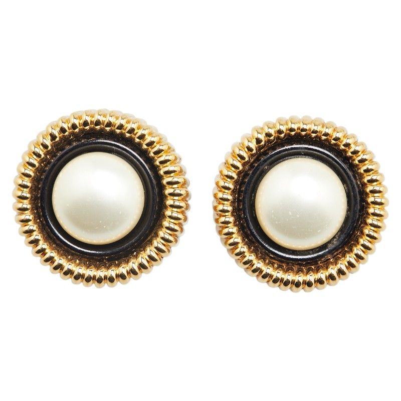 Chanel Gold Black Plated Faux Pearl Ladies Chanel