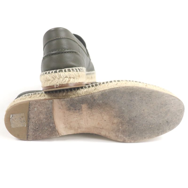 Hermes Trip Leather H Logo Motif Espadrille Moccasin Loafers Khaki 41 Storage