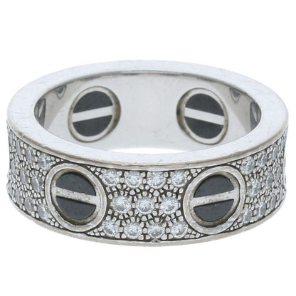 Cartier LOVE RING Love Ring 18K White Gold PAVE Diamond Ring Men's Size 10