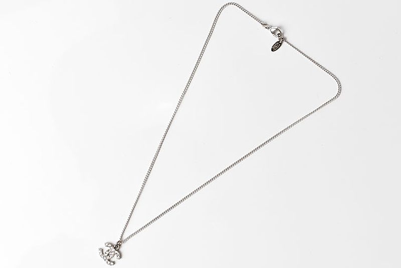 Chanel Necklace Pendant Chanel Coco Mark CC Rhinestone Silver White 230903