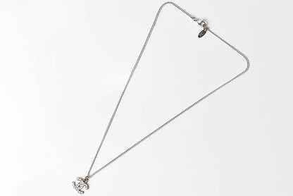 Chanel Necklace Pendant Chanel Coco Mark CC Rhinestone Silver White 230903