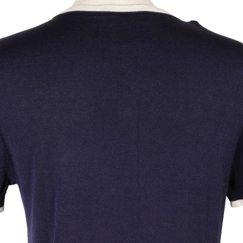 Chanel Short Sleeves 96P P06382 Cotton Navy Blue Ladies Knit