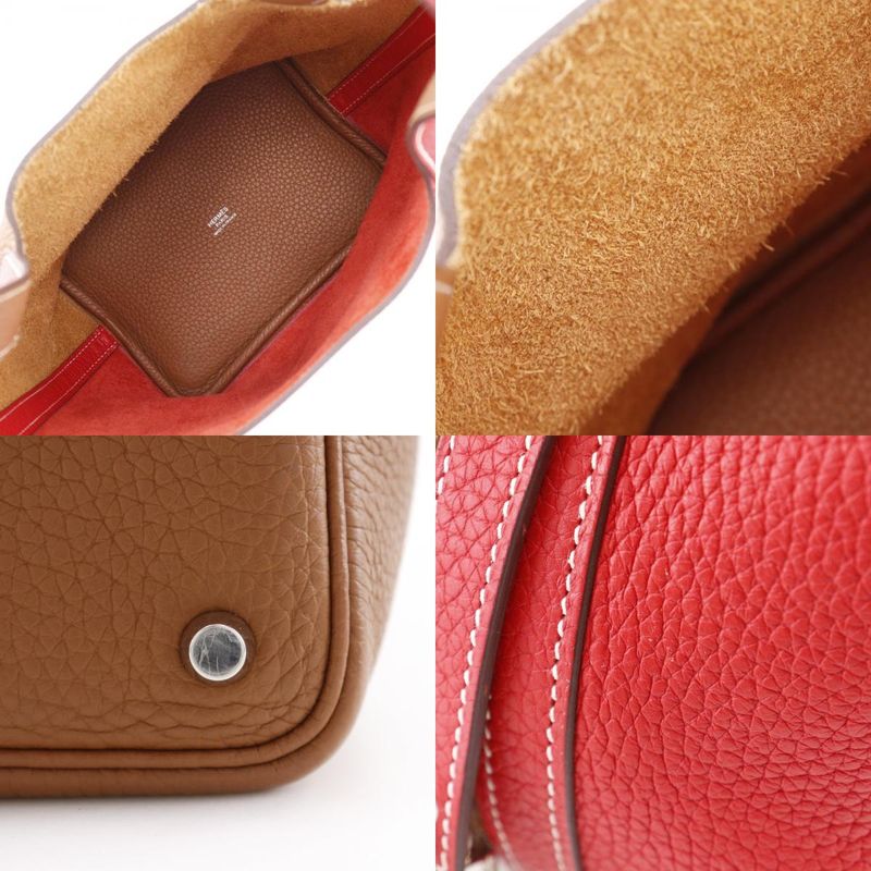 Hermes Picotin Lock Cazac 18PM Bicolor Taurillon Clemence Brown/red D Ladies