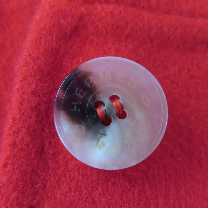 Hermes 100% Cashmere Short Coat Half Coat With Serie Buttons Red 34 Made In