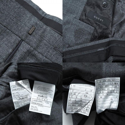Gucci Suit Size 7-46 R Check Bleather Tailored Single Jacket 2B Tapered