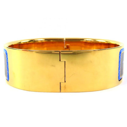 Hermes Roque Emile GM Fan Pattern Cloisonne Bangle Bracelet Accessory Gold