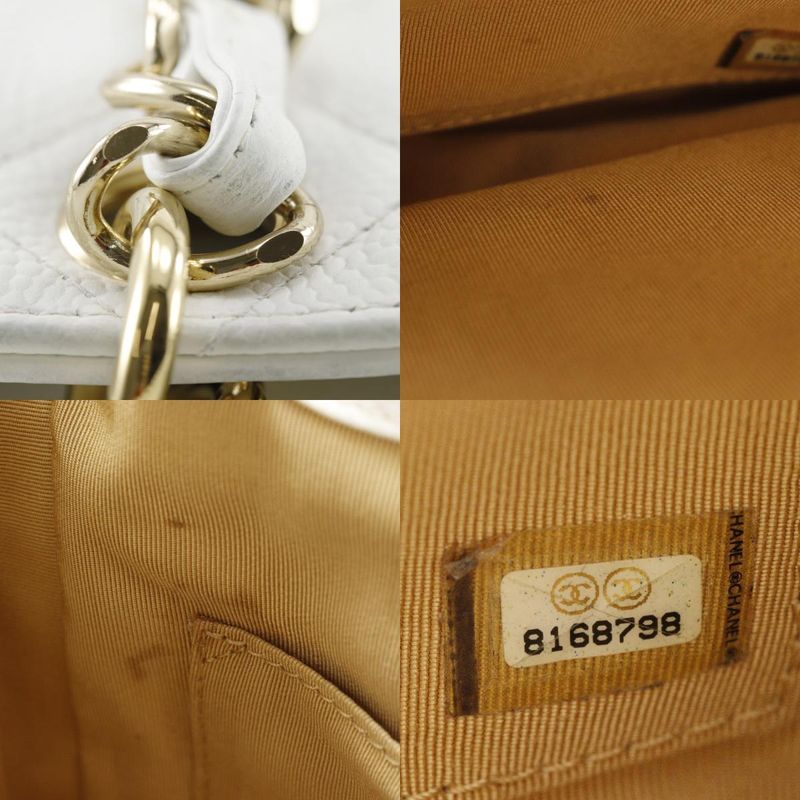 Chanel PST Chain Tote Caviar Skin White Women Shoulder Bag