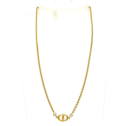 Dior/christian Dior Necklace CD Navy Gold And Clear CD Motif