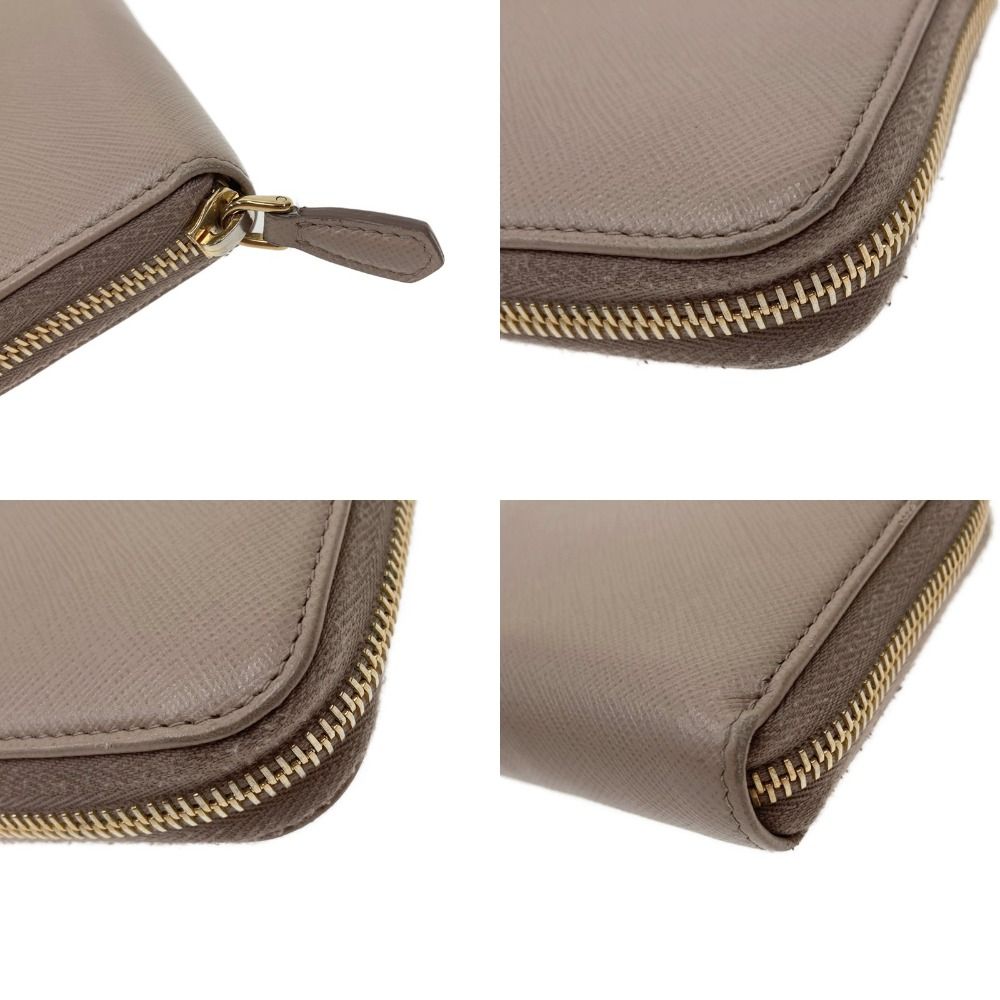 Prada Saffiano Long Wallet Round Zipper 1ml506 Beige