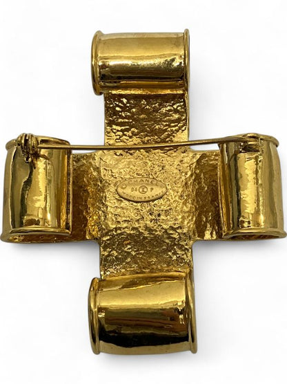 Chanel 94P Coco Mark Cross Brooch Gold