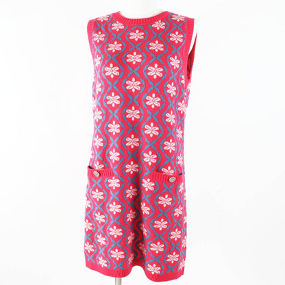 CHANEL P55807 100% Cashmere Sleeveless Long Knit Dress With Logo Button