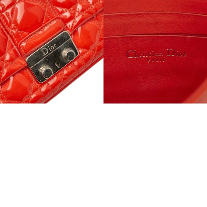 Dior Cannage Crossbody Chain Wallet Shoulder Bag Orange Enamel Women's Dior