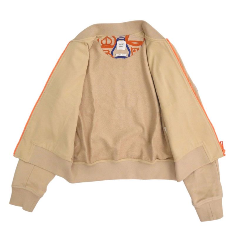 Hermes Fantasie D'etriers Size 36 Cotton Beige Orange Blue Blouson Jacket 0701
