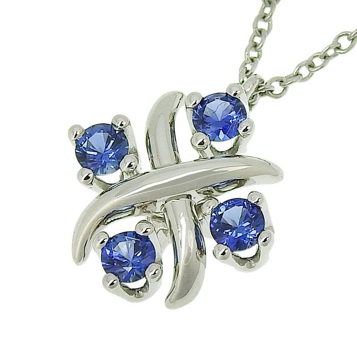Tiffany & Co Jean Schlumberger Sapphire Necklace Pt950 Platinum Sapphire 40.5cm