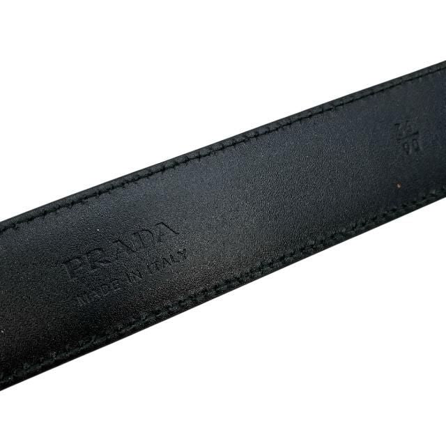 Prada 2cc121 4 Belt Saffiano Leather Black Silver [size 90/36]