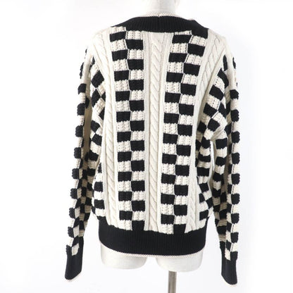 CHANEL P74123k10621 Cashmere Coco Mark Button Cable Knit Deep V-neck Long