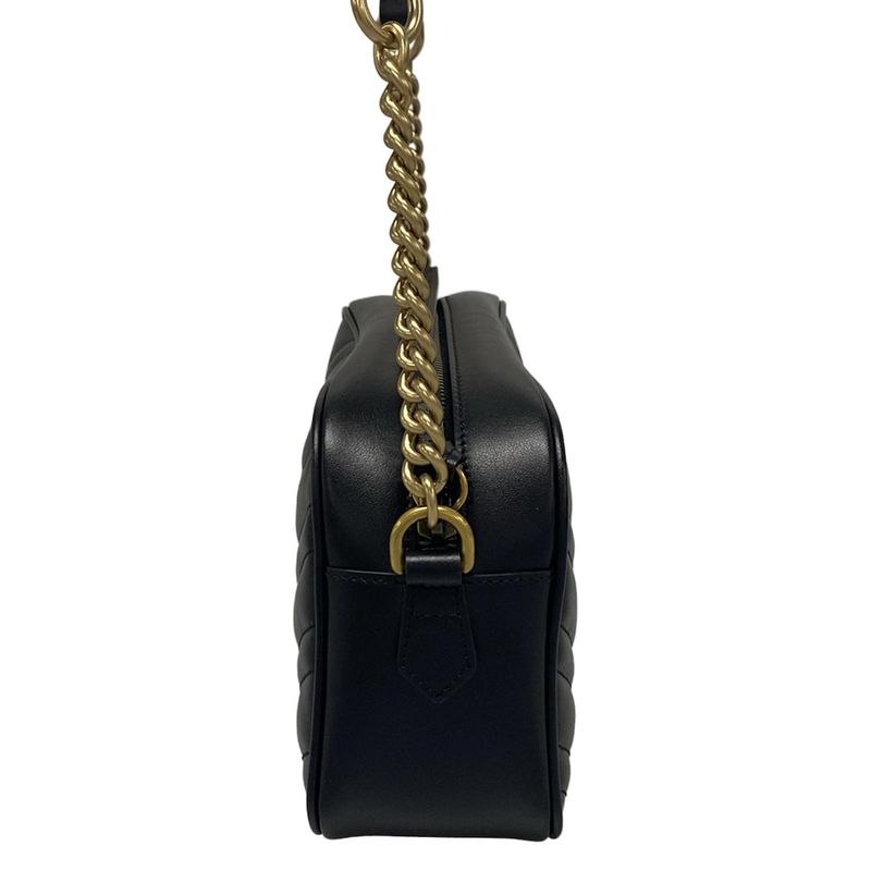 Gucci Shoulder Bag GG Marmont 447632 Black Quilted Leather