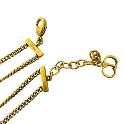 Christian DIOR J'adior 2 Chain Choker Necklace Antique Gold Metal